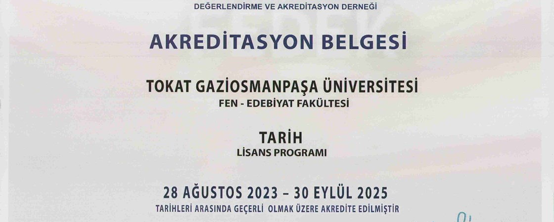 Tarih Programımız Akredite Edildi